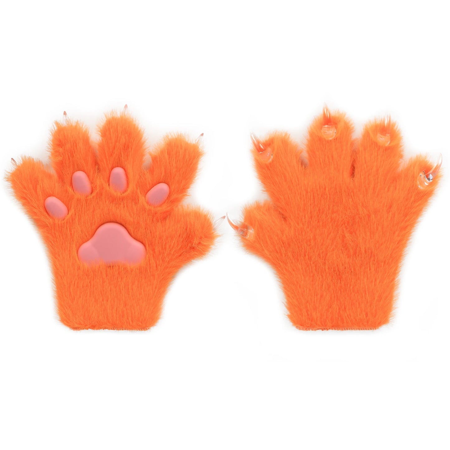 Furry Fur Cat Wolf Fox Dog Fluffy Animal Paws Claws Gloves Mittens Hands Costume Cosplay Halloween Christmas for Kids
