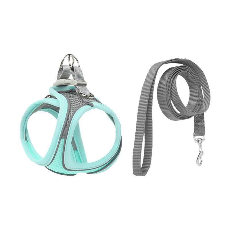 Cat Dog Harness Vest Chest Rope Set Reflective Breathable Adjustable Pet Harness for Small Medium Dogs Outdoor Walking