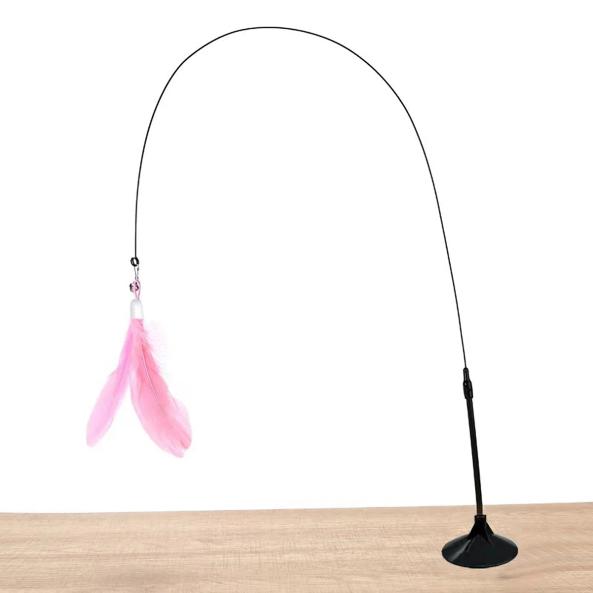 Cat Teaser Stick With Bell, Feather, Long Rod Suction Cup
