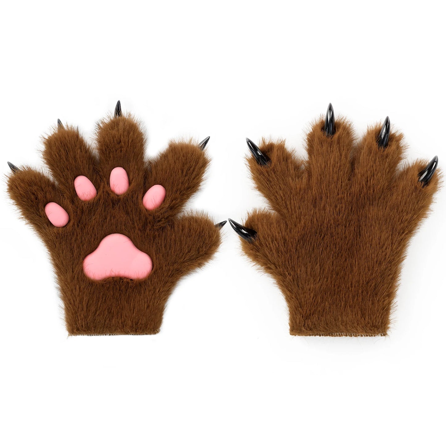 Furry Fur Cat Wolf Fox Dog Fluffy Animal Paws Claws Gloves Mittens Hands Costume Cosplay Halloween Christmas for Kids