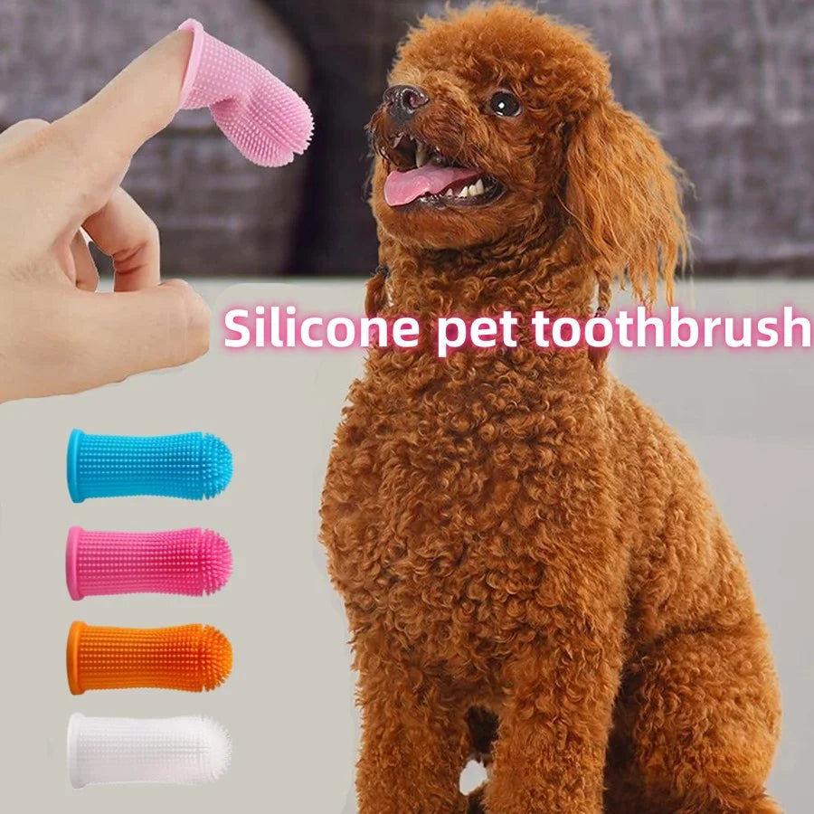 Dog Super Soft Pet Finger Toothbrush Teeth Cleaning Bad Breath Care Nontoxic Silicone Tooth Brush Tool Dog Cat Cleaning Supplies