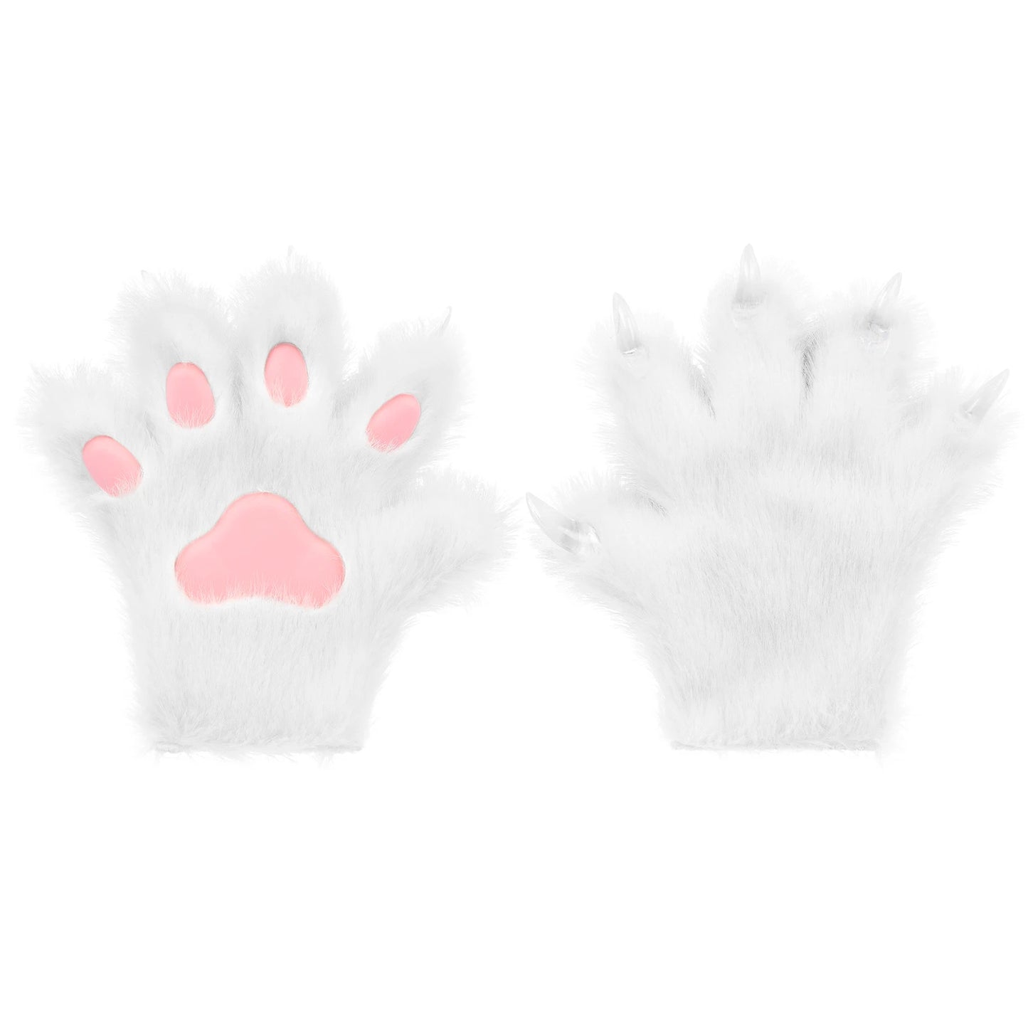 Furry Fur Cat Wolf Fox Dog Fluffy Animal Paws Claws Gloves Mittens Hands Costume Cosplay Halloween Christmas for Kids