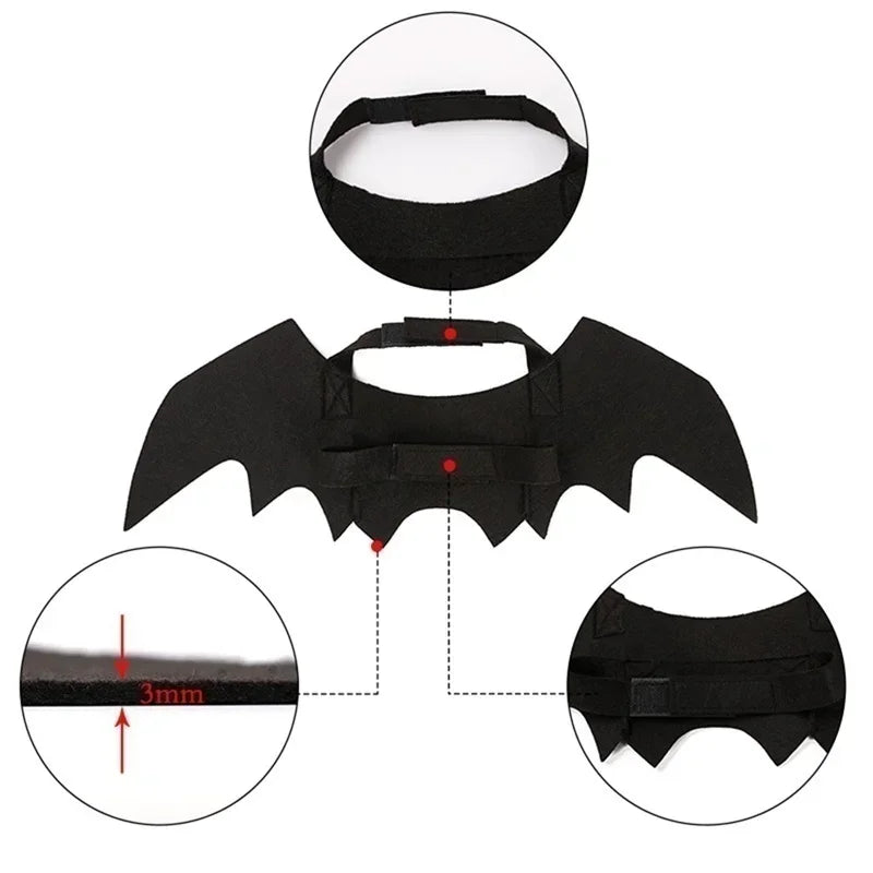 Creative Halloween Cute Pet Clothes Black Bat Wings Harness Costume Halloween Cosplay Cat Dog Halloween Party For Pet Supplies
