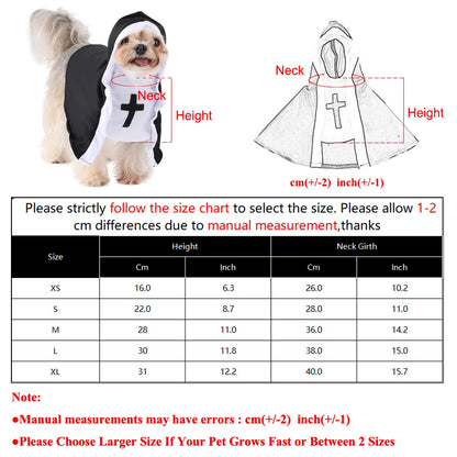 Halloween Cats Nun Costume Jesus Cross Print Kitty Clothes for Small Dogs Funny Cute Dress Up Party Pet Overalls Cat Accessories