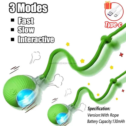 Cat Interactive Ball Toy Automatic Rolling Ball Faux Tail Rechargeable Pet Electric Toy Dog Cat Training Imitate Mouse Products