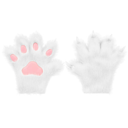 Furry Fur Cat Wolf Fox Dog Fluffy Animal Paws Claws Gloves Mittens Hands Costume Cosplay Halloween Christmas for Kids